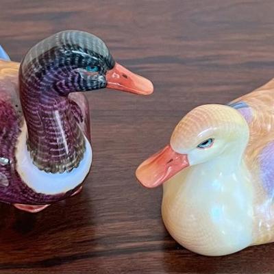 Pair Of Herend Hungary Hand Painted Porcelain Duck And Mallard