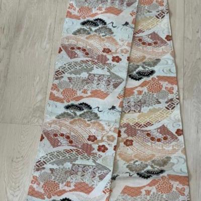 Antique Obi Silk Japanese Kimono Belt Tapestry Sash 150" X 13" (as Is)