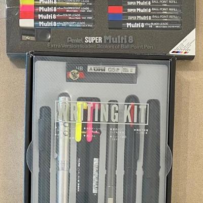 Pentel Super Multi 8 Ball Point Pen Set And A Mitsubishi Writing Kit 