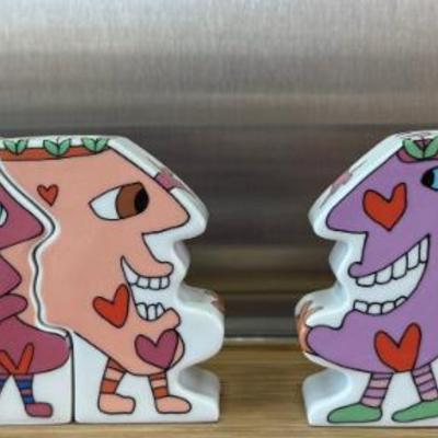 Set Of (9) James Rizzi Rosenthal 2002 Linie Vases "I Can't Stop Loving You" 