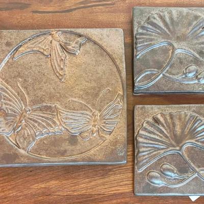 (3) Stone Hollow Wall Hanging Tiles By Wendy Pinta-nelson