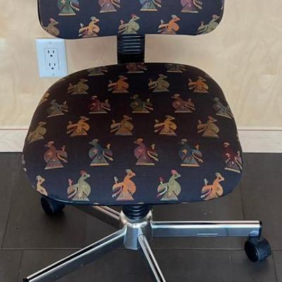 Adjustable Height Office Chair With Tapestry Seat And Chrome Base