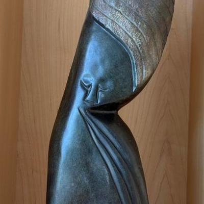 Adam Gatsi Hand Carved " Proud Women" Springstone Serpentine With Original Paperwork