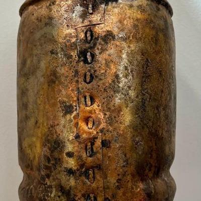Vintage Rustic Copper Tone Metal Bell With Wood Ringer