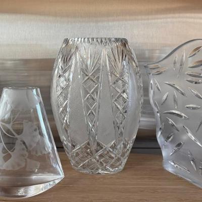 (4) Crystal And Glass Vases - Mikasa, Cut Crystal (as Is), Floral, And More