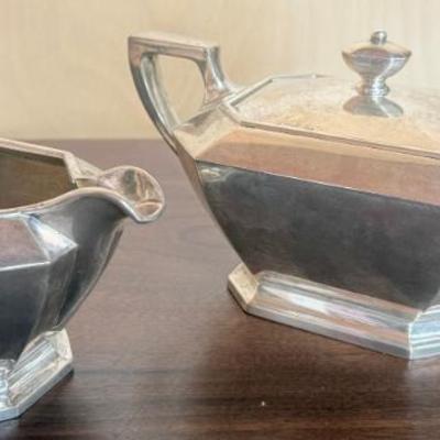 Pair Of Vintage Art Deco Gorham Fairfax Sterling Silver Cream & Sugar - 567 Grams 