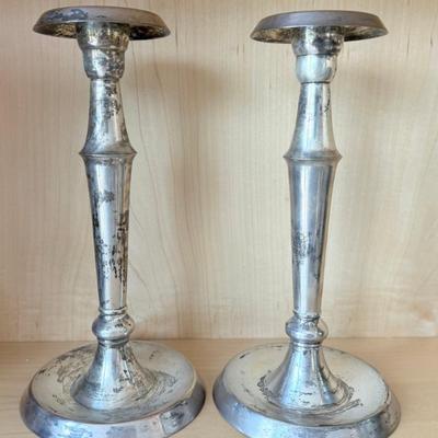 Pair Of Avanti Sterling Silver Mexico 9.5 Inch Candle Holders - 556 Grams 
