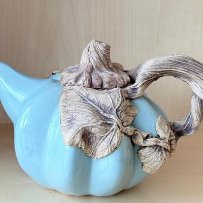 Handmade Ceramic Blue & Tan Terrafirma USA Pottery Teapot 