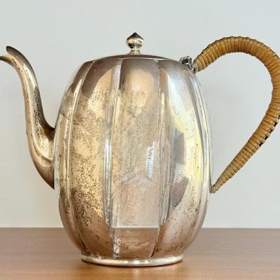Hamilton Silver Co Sterling Silver 631 Grams Teapot With Woven Handle - Number 56x