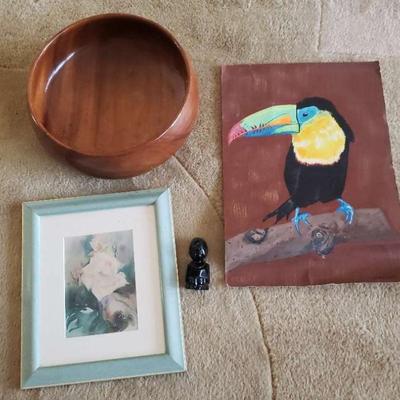 LLS117 Koa Wood Bowl, Watercolor Painting, 
