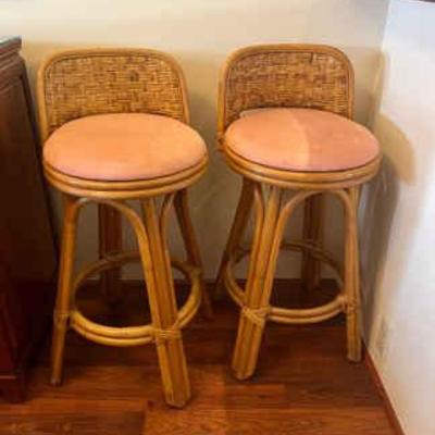 LLS069 Two Woven Bar Stools 