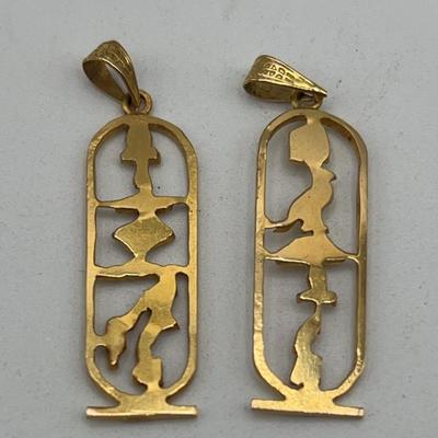LLS150-14k Gold Hieroglyph Pendants