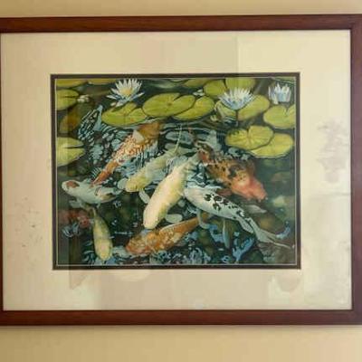 LLS017 Garry Palm Koi Water Color Painting