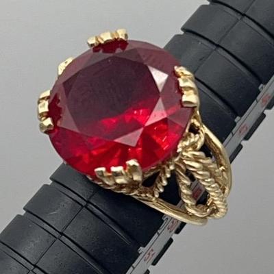 LLS153- 6-7 Carat Treated Ruby 14k Gold Ring