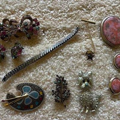 LLS097 JB Champion Watch Band, Sarah Coventry Pins + Other Pins, Vintage Tie Tack 