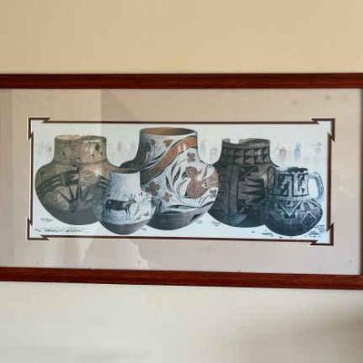 LLS010 Michael C. McCullough Signed Framed Art Of Old Pottery