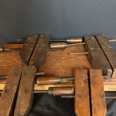 4 Vintage Wood Clamps 