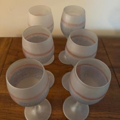 Six Frosted Wineglasses
