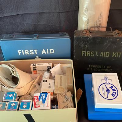 Vintage Military First Aid Kits, Unused & Halco Auto First Aid Kit