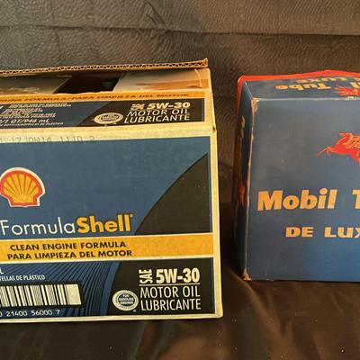 Vintage Mobil Tube De Luxe Inner Tube For Tire & 9 Formula Shell 5w-30 Motor Oil Lubricant 
