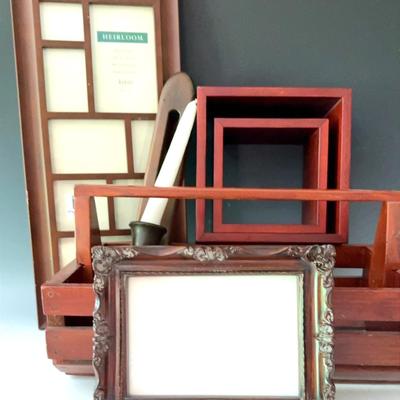 Collection Of Mahogany Tone Desktop Items (6)