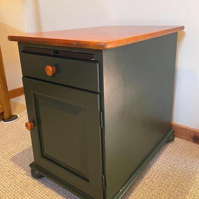 Painted Wood Cabinet/Side Table With Cherry Finish Wood Top 
