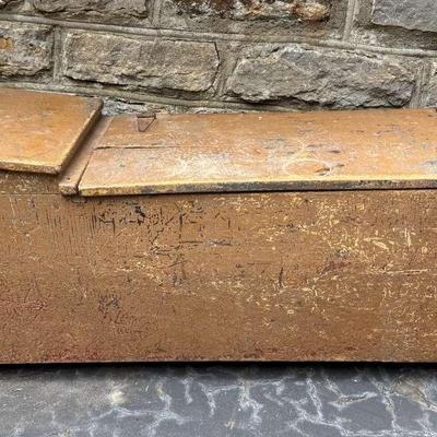 Antique Solid Wood Grain Bin Or Feed Trough, Farmhouse Primitive Decor Piece