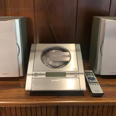 Sharp Compact CD Player With Two Speakers And Remote