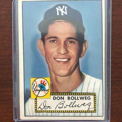 1952 Topps Baseball Card.  Don Bollweg - New York Yankees. #128 Red Back