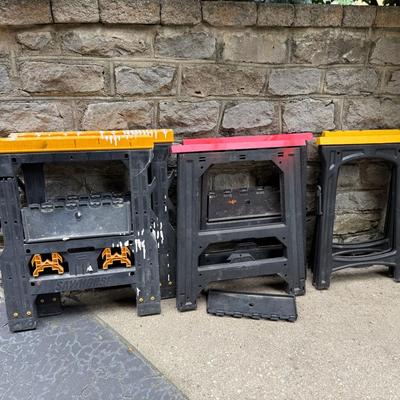 3 Pairs Of Plastic Sawhorses - Light, Medium & Heavy Duty