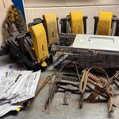 Mole Traps (7) And Other Deterrents, Plus Live Animals Traps (2)