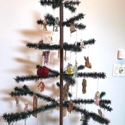 Victorian Style Feather Tree With Die-Cut Paper Ornaments 