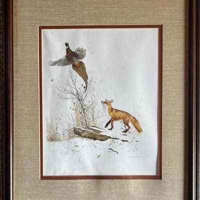 Martin Glen Loates Fox and Pheasant Lithograph 