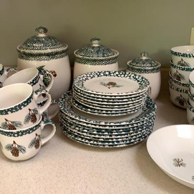 Folk Craft “Pine Cone” Spatterware Dishes