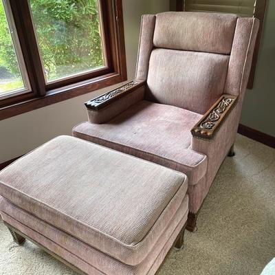 Romweber Viking Oak ‘Grapevine’ Armchair And Ottoman, 1970’s 