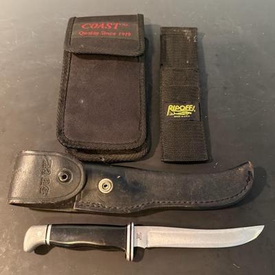 Vintage Buck 105 Fixed Blade Hunting Knife With Sheath & Bonus Coast Knife