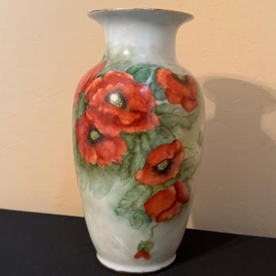 Vintage Hand Painted Poppy Motif Vase