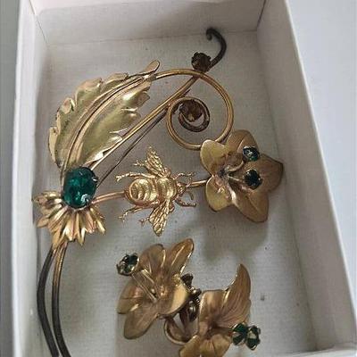 1/20 12k Gold Filled Pin & Earrings 
