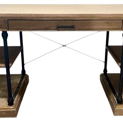 Wooden Office Table With Metal Legs