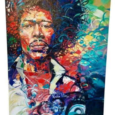 Jimi Hendrix Acrylic On Canvas By Local Columbus Artist Laural Said