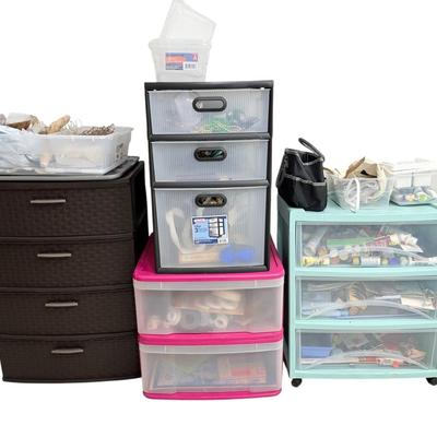 Craft Supplies Mystery Lot - Organizers With Paint, Jewelry Supplies, Glitter, Stamps, & More