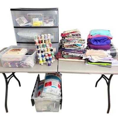 Thread, Fabric Remnants, Batting, And More Sewing Supplies 
