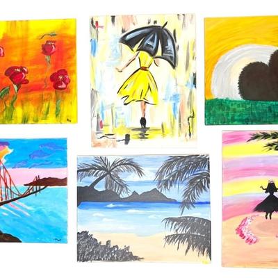 Eight 20”x16” Acrylic Paintings