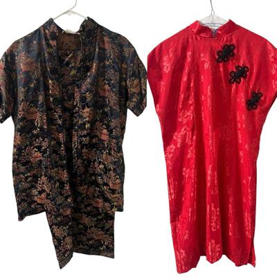 Black And Red Oriental Design Dress And PJ Set 