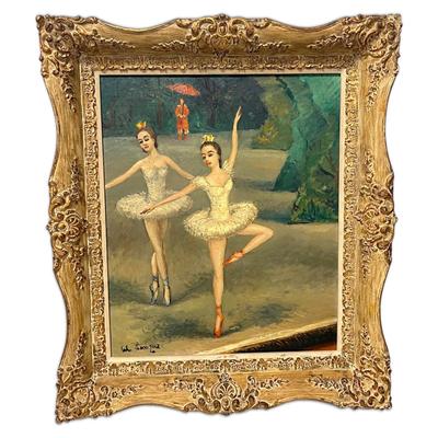 Vintage Ballerina Framed Oil Painting Signed By Artist