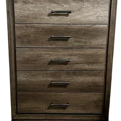 Gray 5 Drawer Tall Boy Dresser