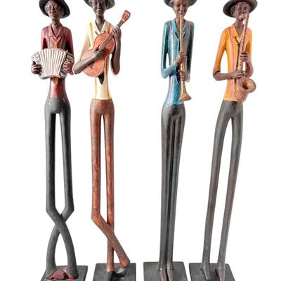 Four 24” Long Legged Jazz Band Figures 