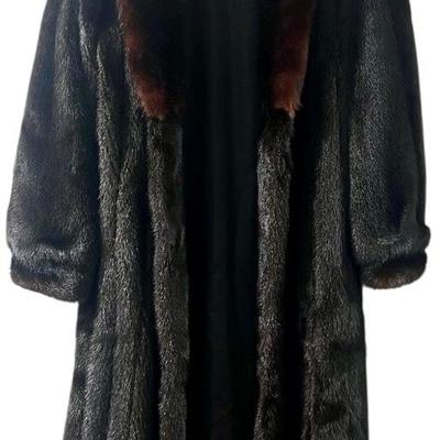 Black/Brown Maxi Length Fur Coat