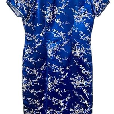 Blue And White Chinese 100% Silk Dress