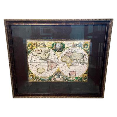 Large Vintage Framed Nova Totius Terrarum Orbis Map